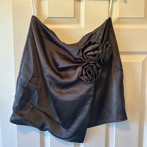 Lulu's Black Asymmetrical Mini Wrap Skirt